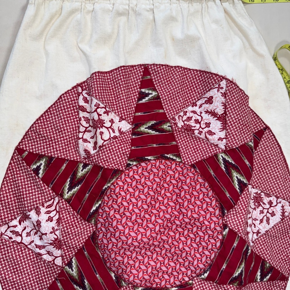 Vintage 70's Glen of Michigan Red Cream Patchwork Star Maxi Skirt Medium READ - Picture 9 of 16